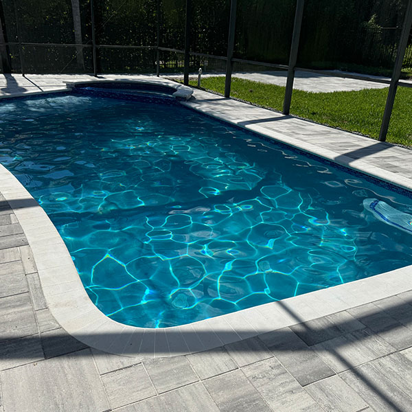 New pool in the backyard with a hot tub in Lithia, FL